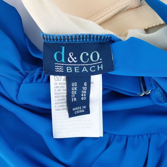 Denim & Co Beach Swimsuit Womens Sz 6 Saphire Blue One Piece Swim Dress Modest - Picture 4 of 8